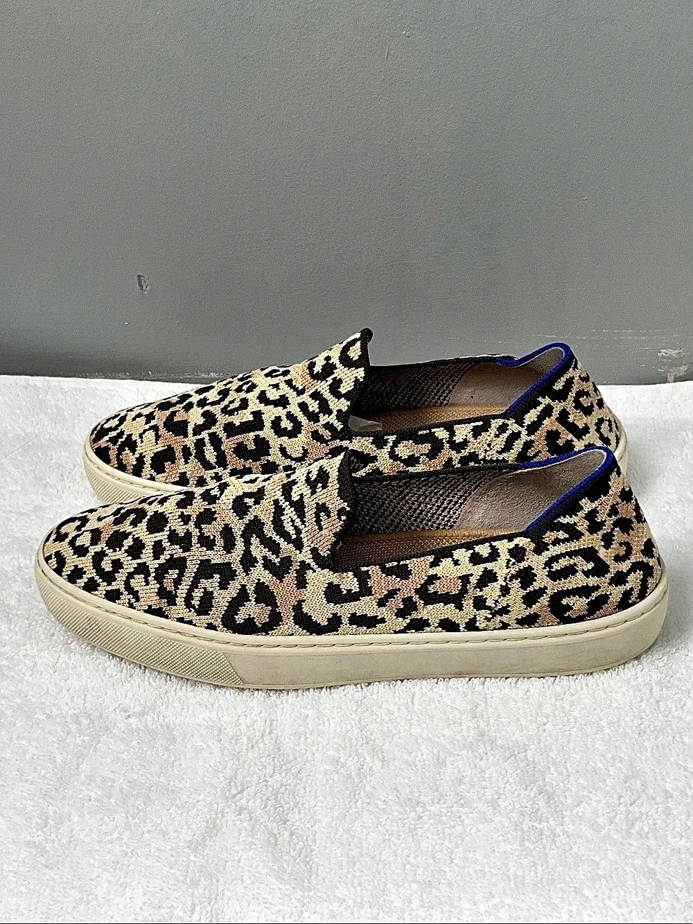 Rothy's The Sneaker Leopard Print Sneakers Brown & Black Like New